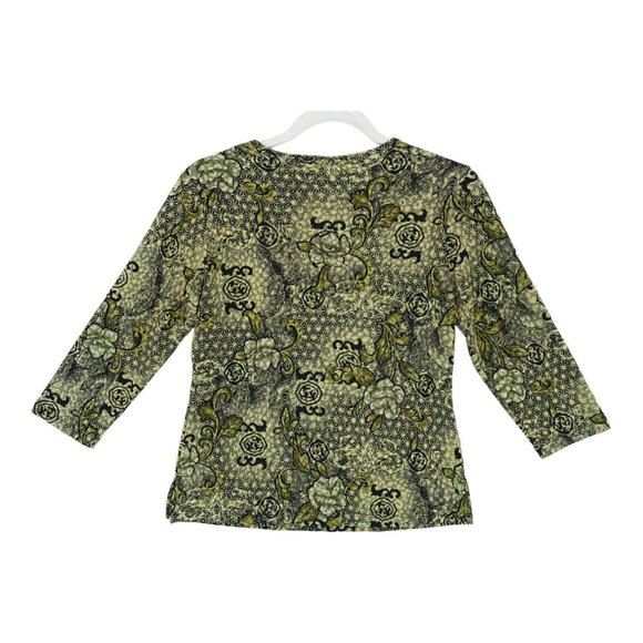 Vintage USA Notations Textured Round Neck Top‎ Womens Small Gold Green - Picture 3 of 3